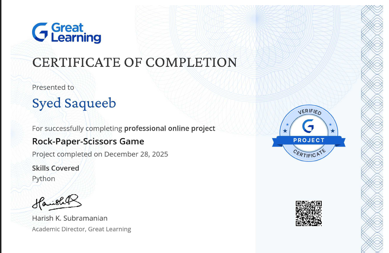 Great Learning Python Certificate